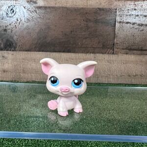 Littlest Pet Shop light pink Pig #87 vintage Figure Blue Eyes Pink collectible